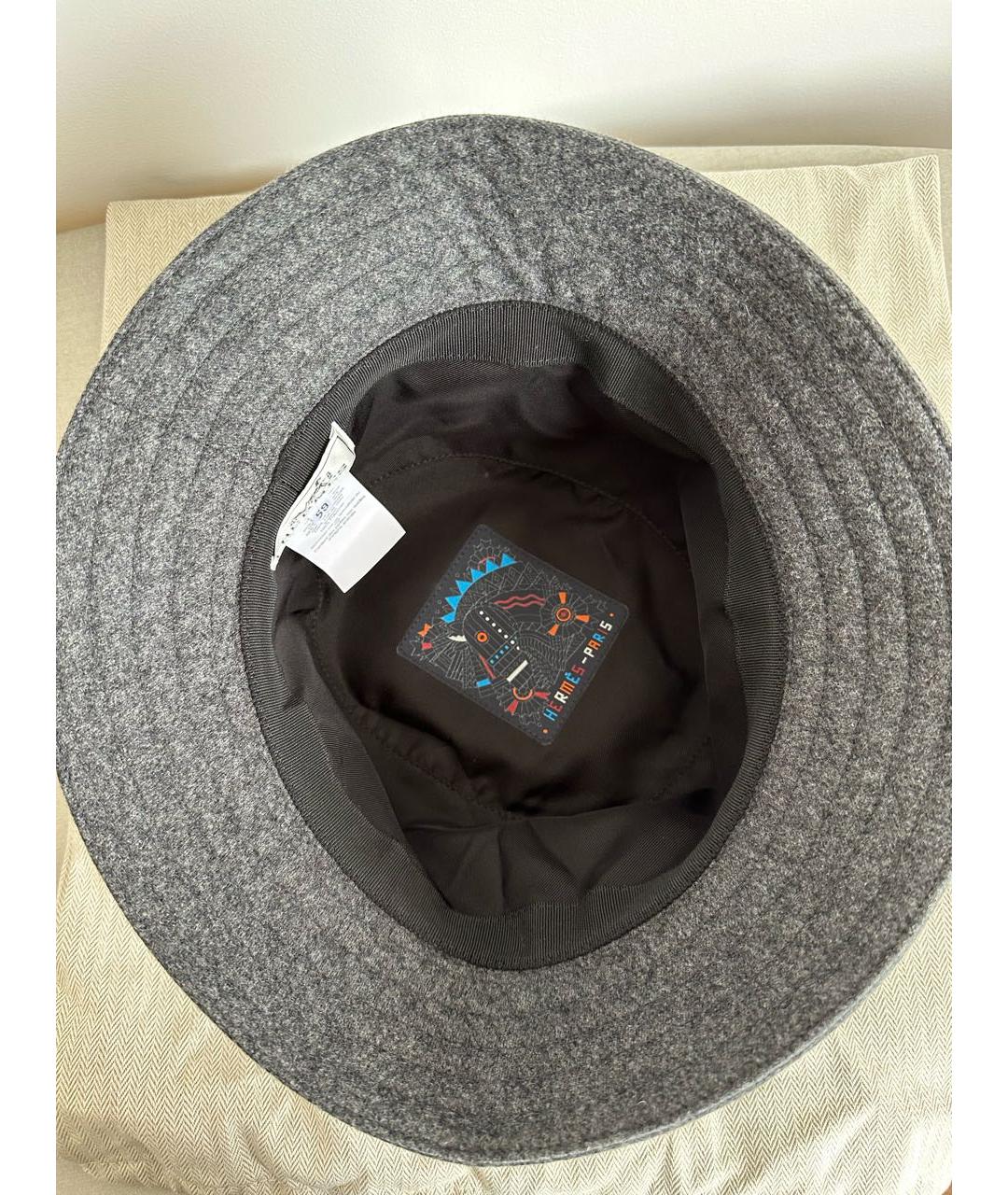 HERMES Серая шерстяная панама, фото 5