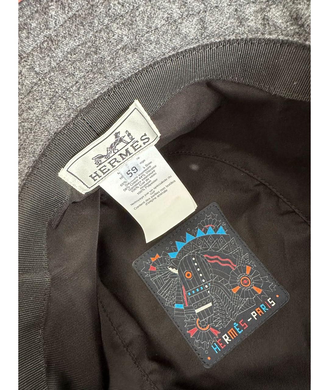 HERMES Серая шерстяная панама, фото 6