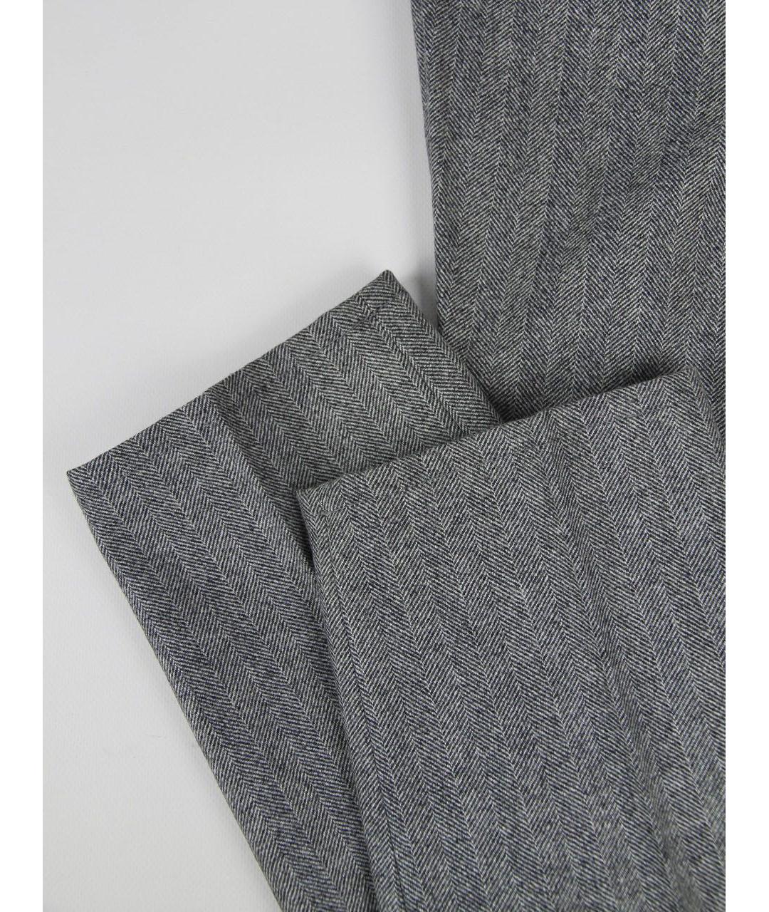 BRUNELLO CUCINELLI Серые шерстяные повседневные брюки, фото 6