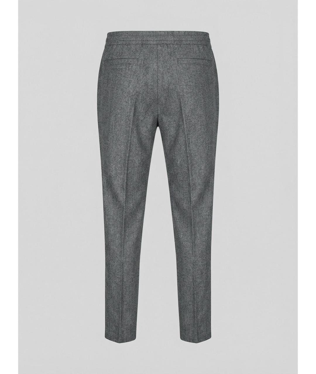 BRUNELLO CUCINELLI Серые шерстяные повседневные брюки, фото 2