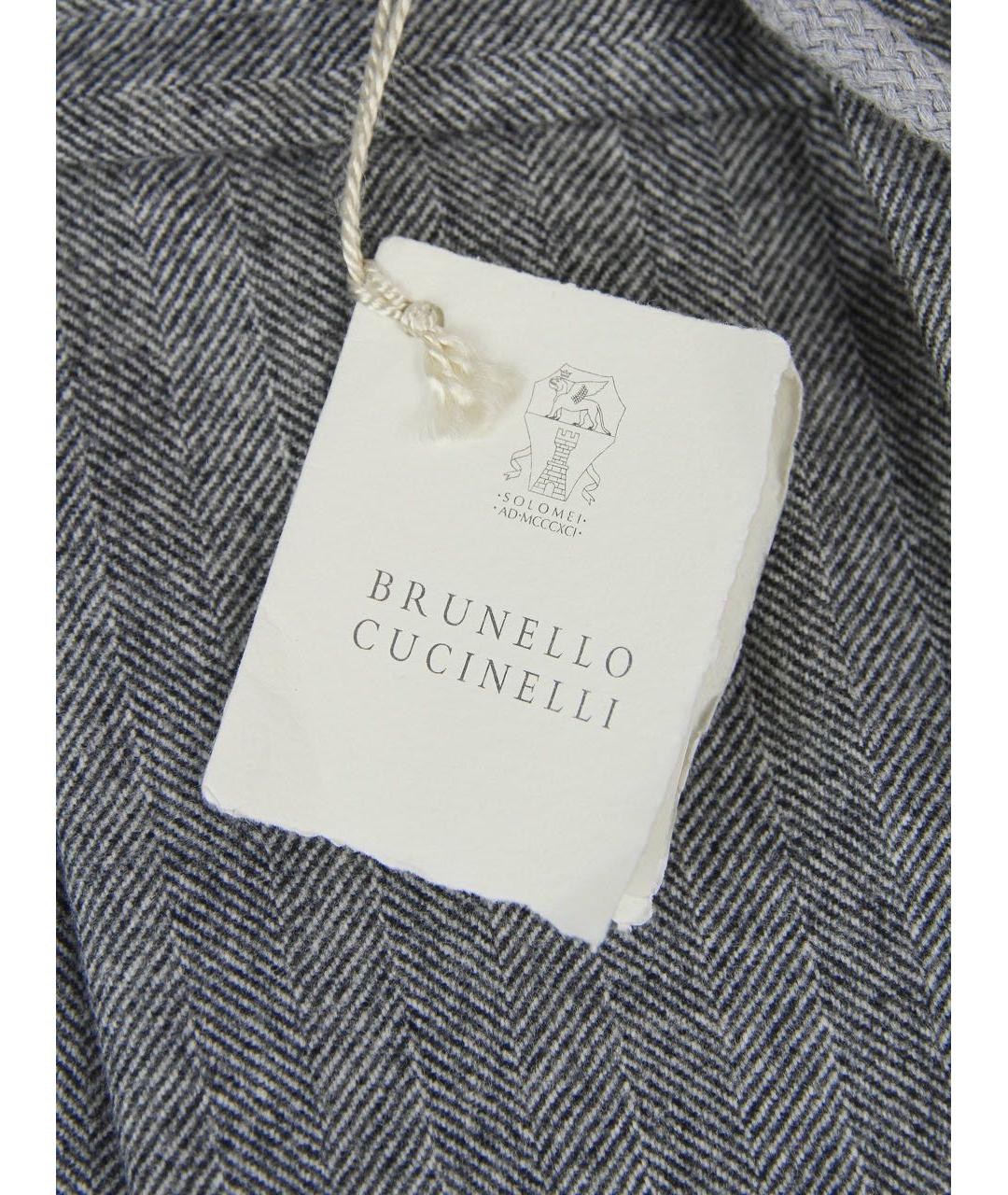 BRUNELLO CUCINELLI Серые шерстяные повседневные брюки, фото 3