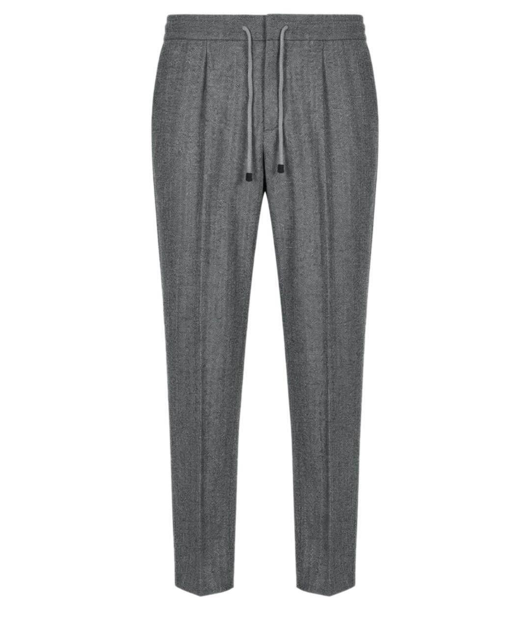BRUNELLO CUCINELLI Серые шерстяные повседневные брюки, фото 1