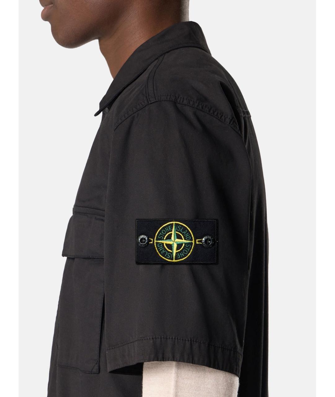 STONE ISLAND Черная хлопковая кэжуал рубашка, фото 4