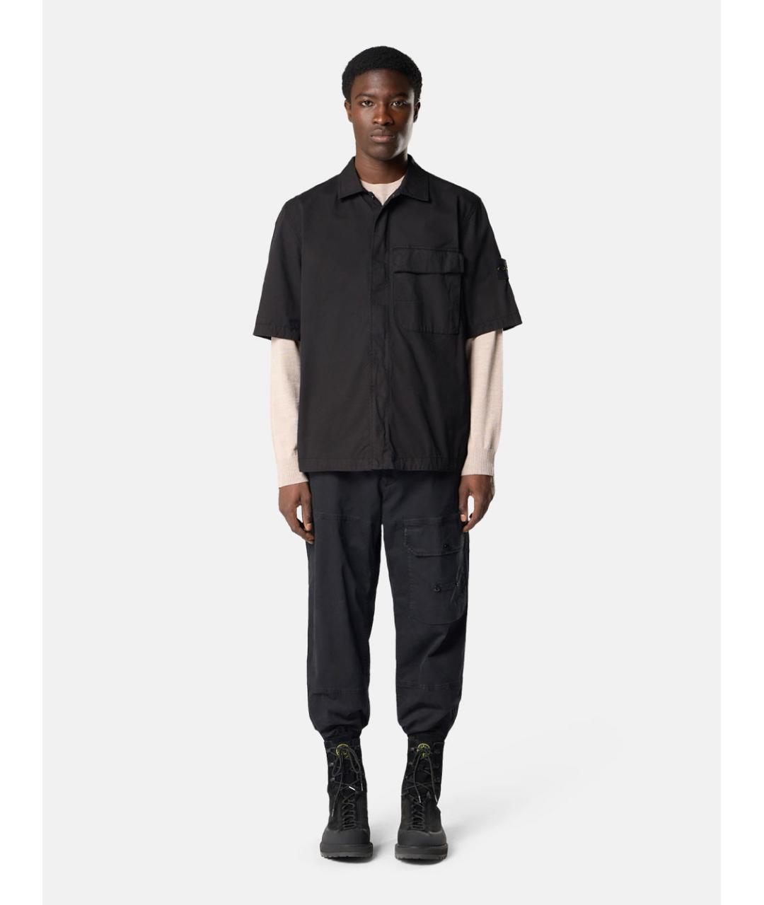 STONE ISLAND Черная хлопковая кэжуал рубашка, фото 2