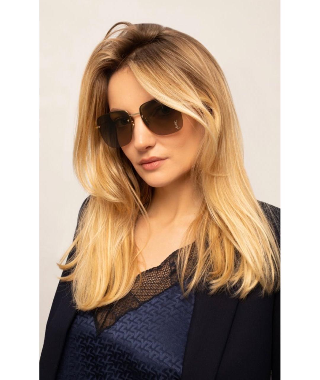 SAINT LAURENT Серебряные металлические солнцезащитные очки, фото 6