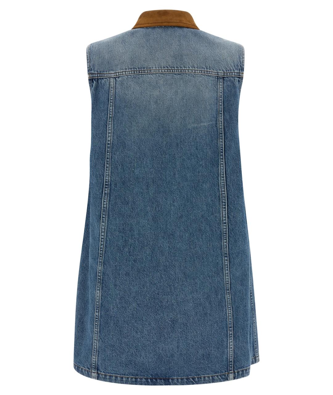 VERSACE Синее хлопковое повседневное платье, фото 2