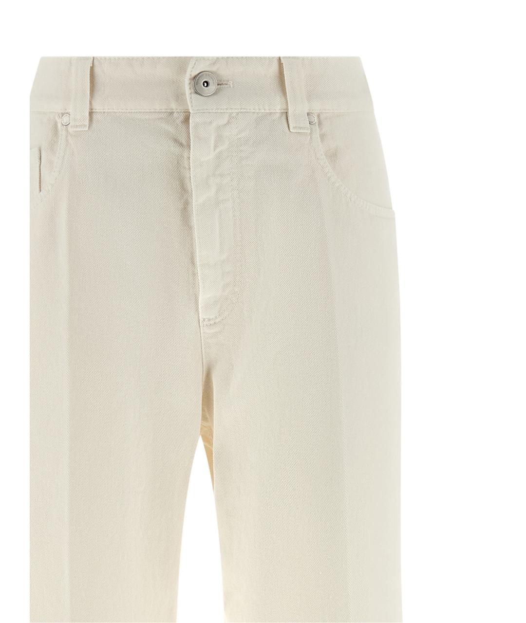 BRUNELLO CUCINELLI Бежевые хлопковые прямые джинсы, фото 3