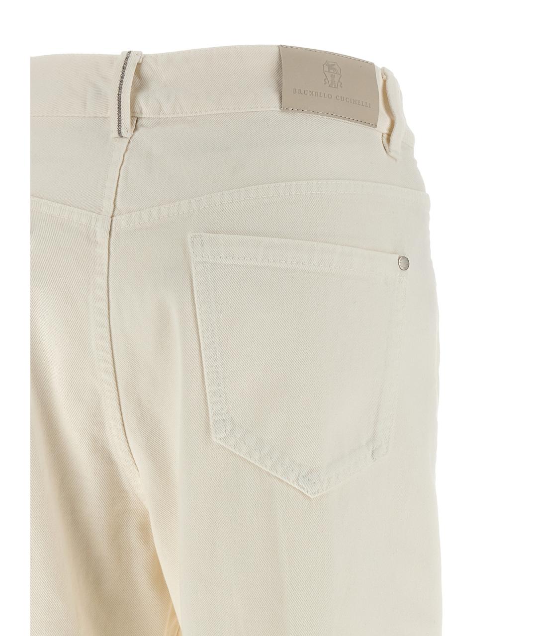 BRUNELLO CUCINELLI Бежевые хлопковые прямые джинсы, фото 4
