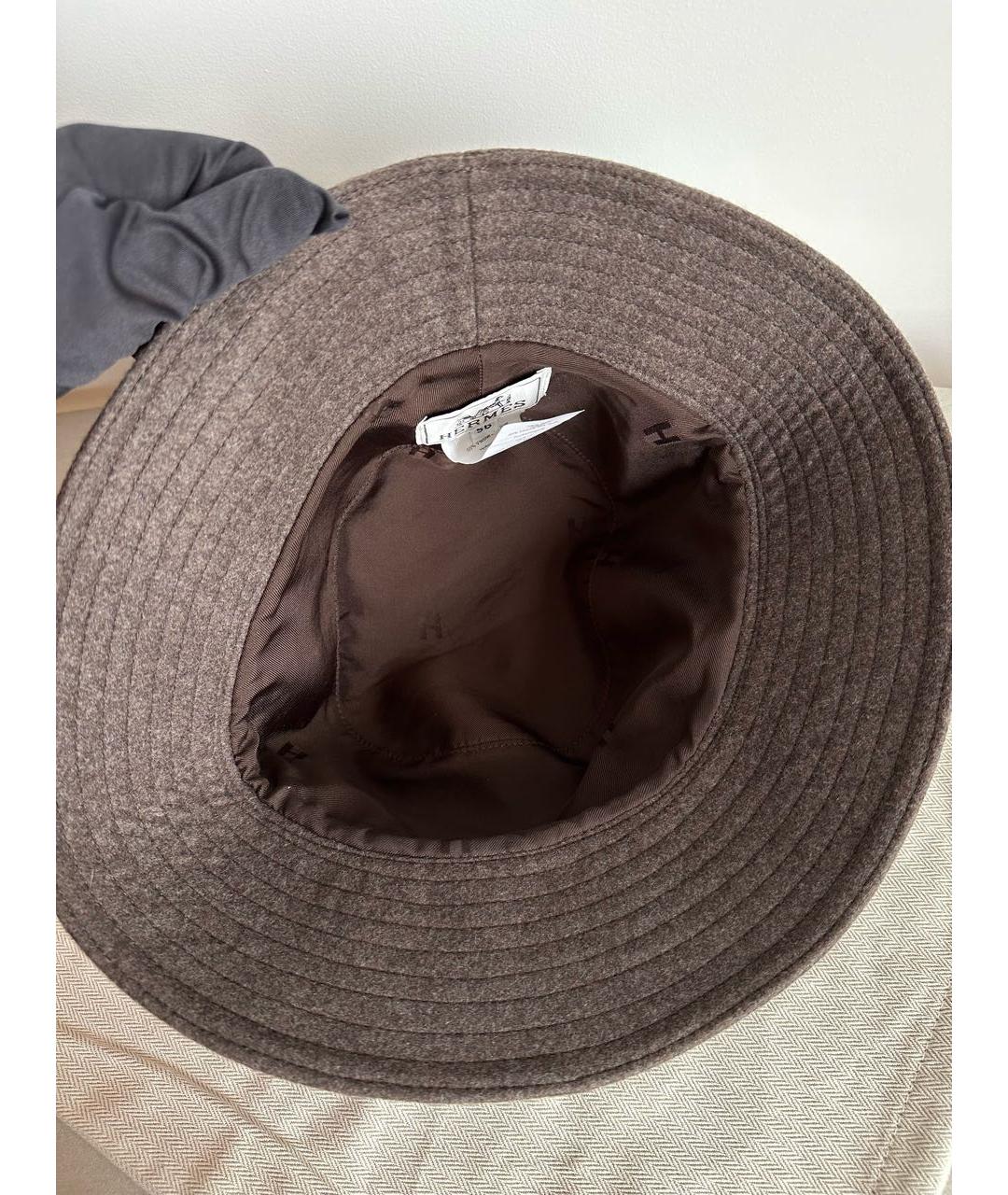HERMES Коричневая шерстяная панама, фото 4