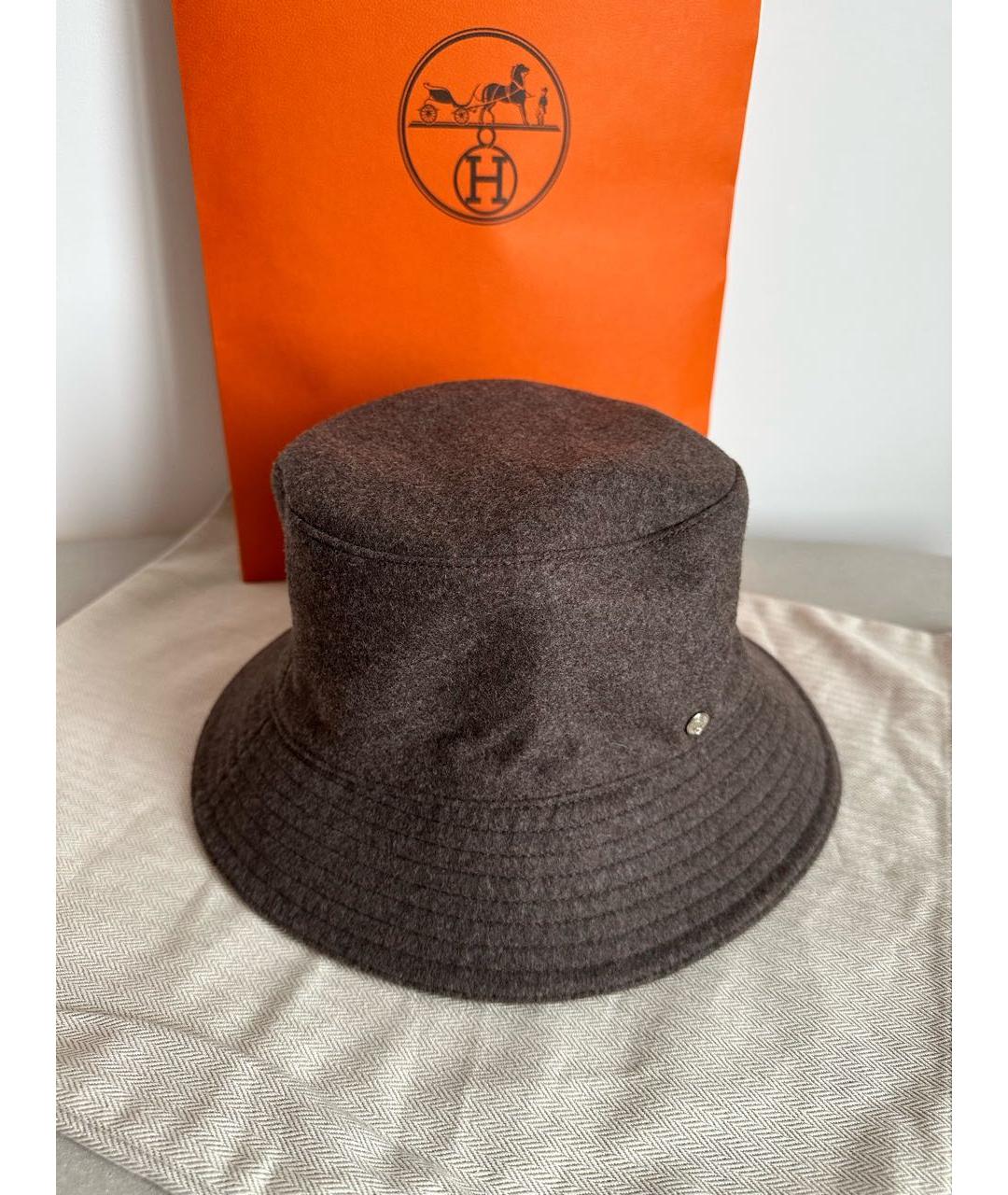 HERMES Коричневая шерстяная панама, фото 8