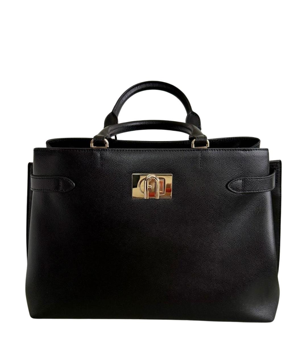 FURLA Черная кожаная сумка с короткими ручками, фото 1