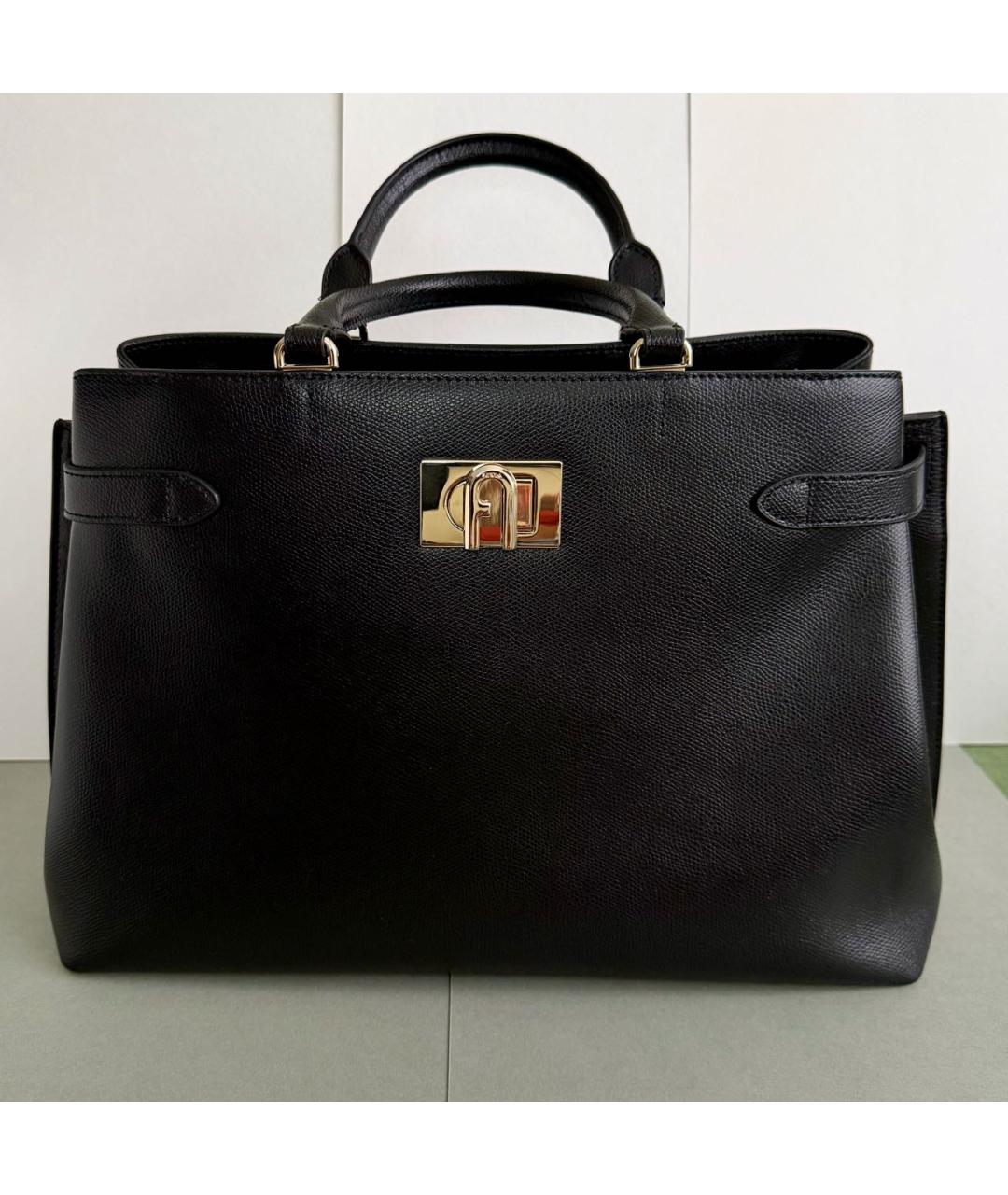 FURLA Черная кожаная сумка с короткими ручками, фото 6