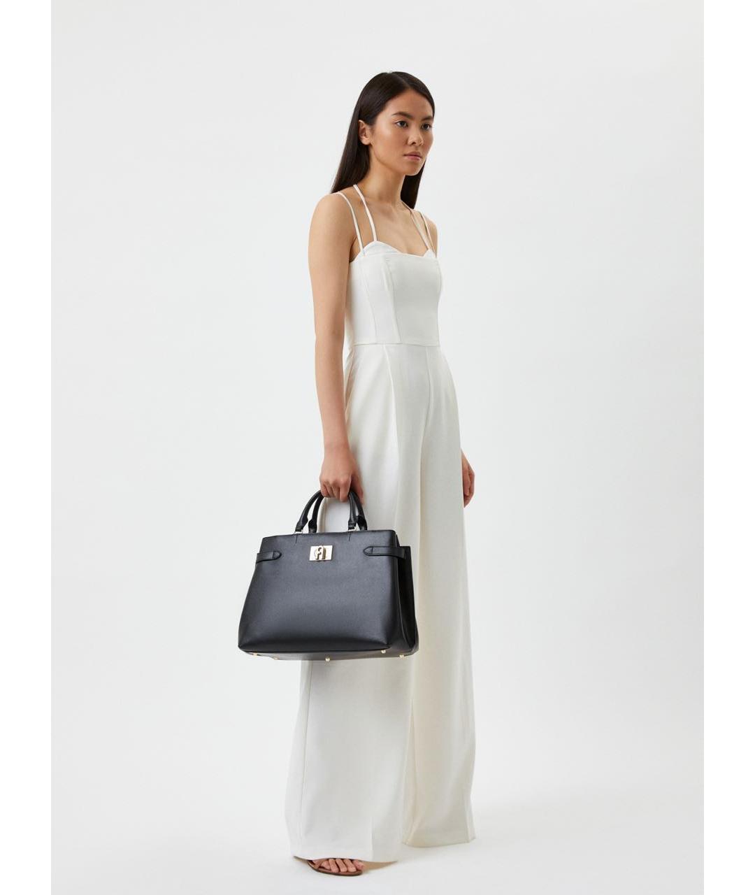 FURLA Черная кожаная сумка с короткими ручками, фото 5