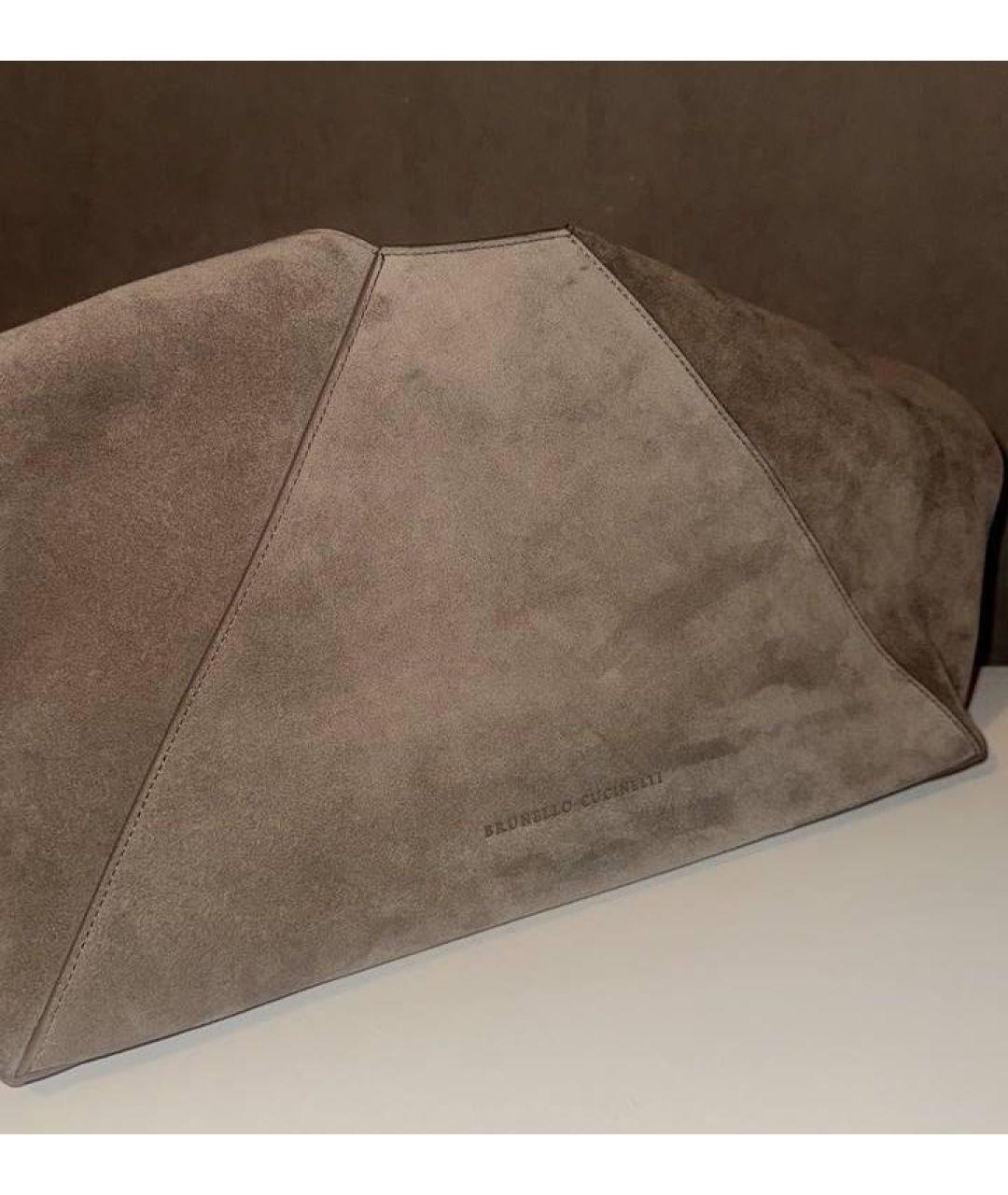 BRUNELLO CUCINELLI Бежевая замшевая сумка через плечо, фото 2