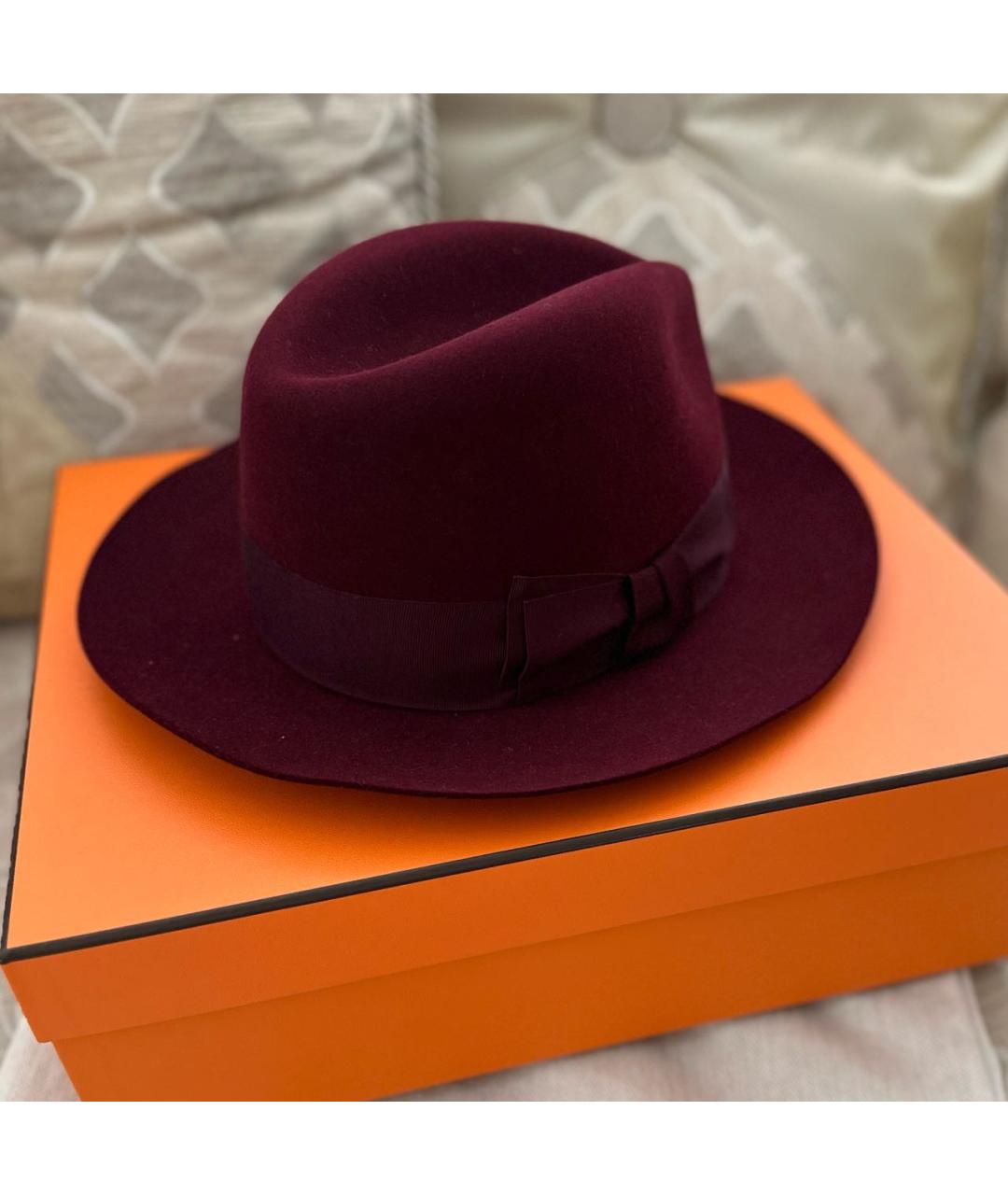 HERMES Бордовая шляпа, фото 9