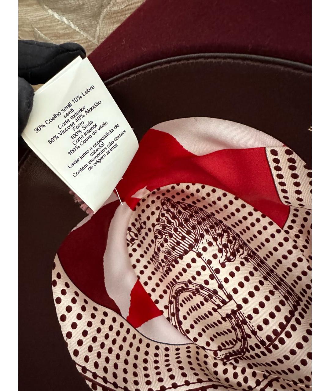 HERMES Бордовая шляпа, фото 7