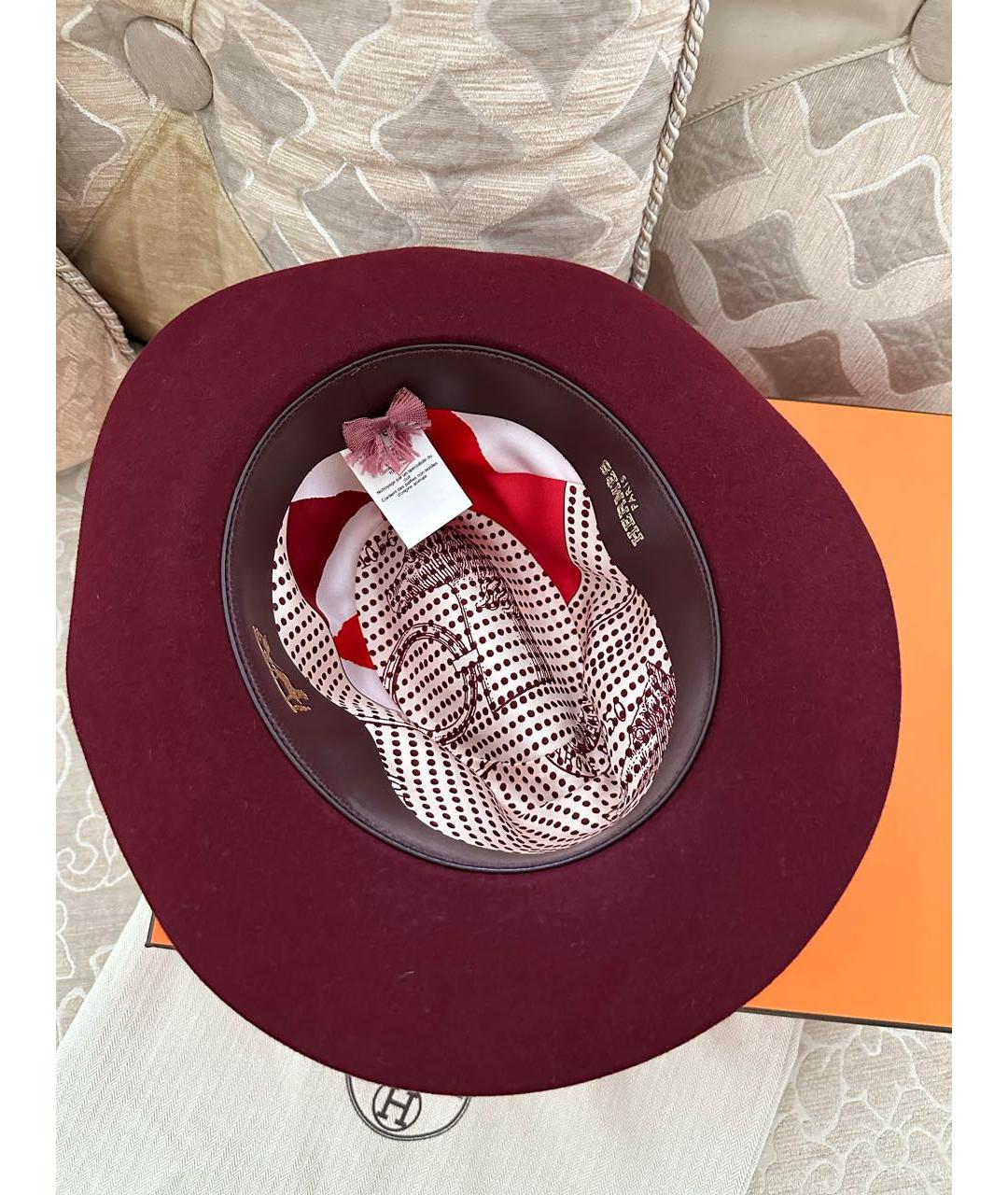 HERMES Бордовая шляпа, фото 3
