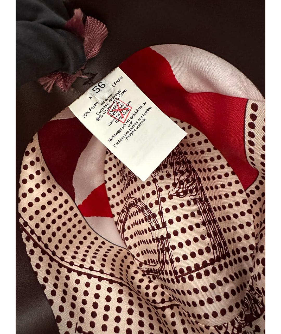 HERMES Бордовая шляпа, фото 5