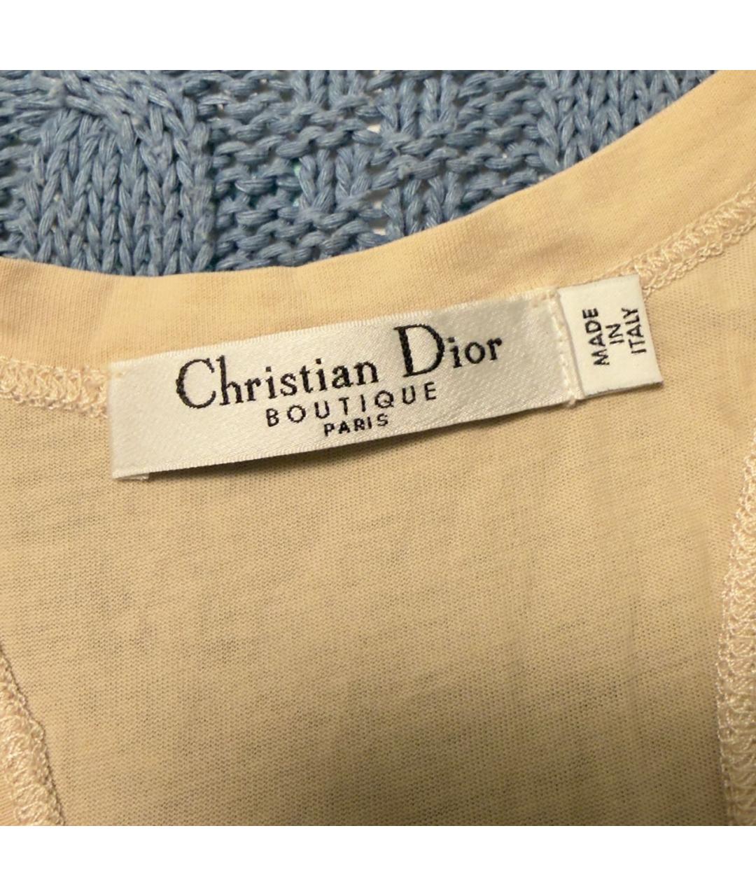 CHRISTIAN DIOR Оранжевая хлопковая майка, фото 3