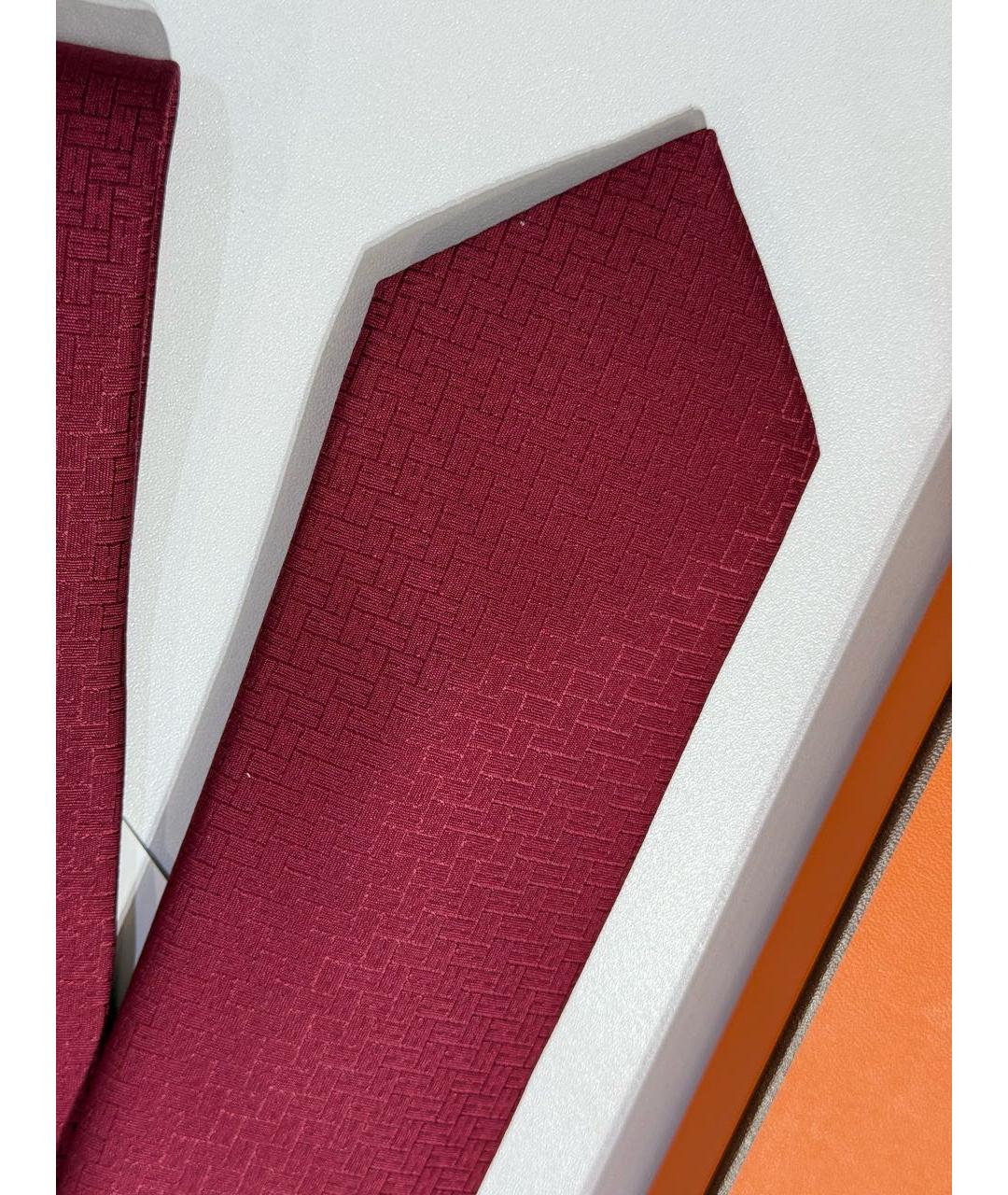 HERMES Бордовый шелковый галстук, фото 2