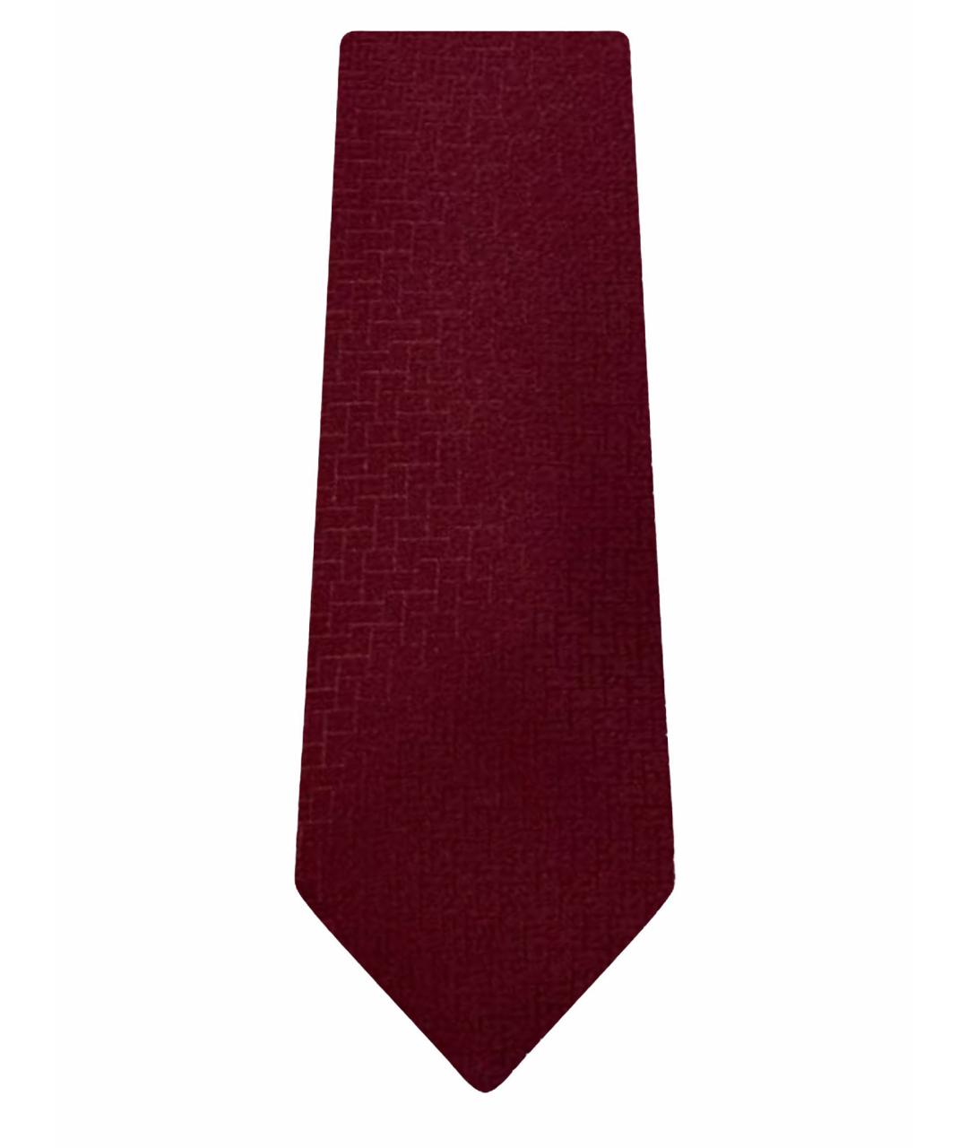 HERMES Бордовый шелковый галстук, фото 1