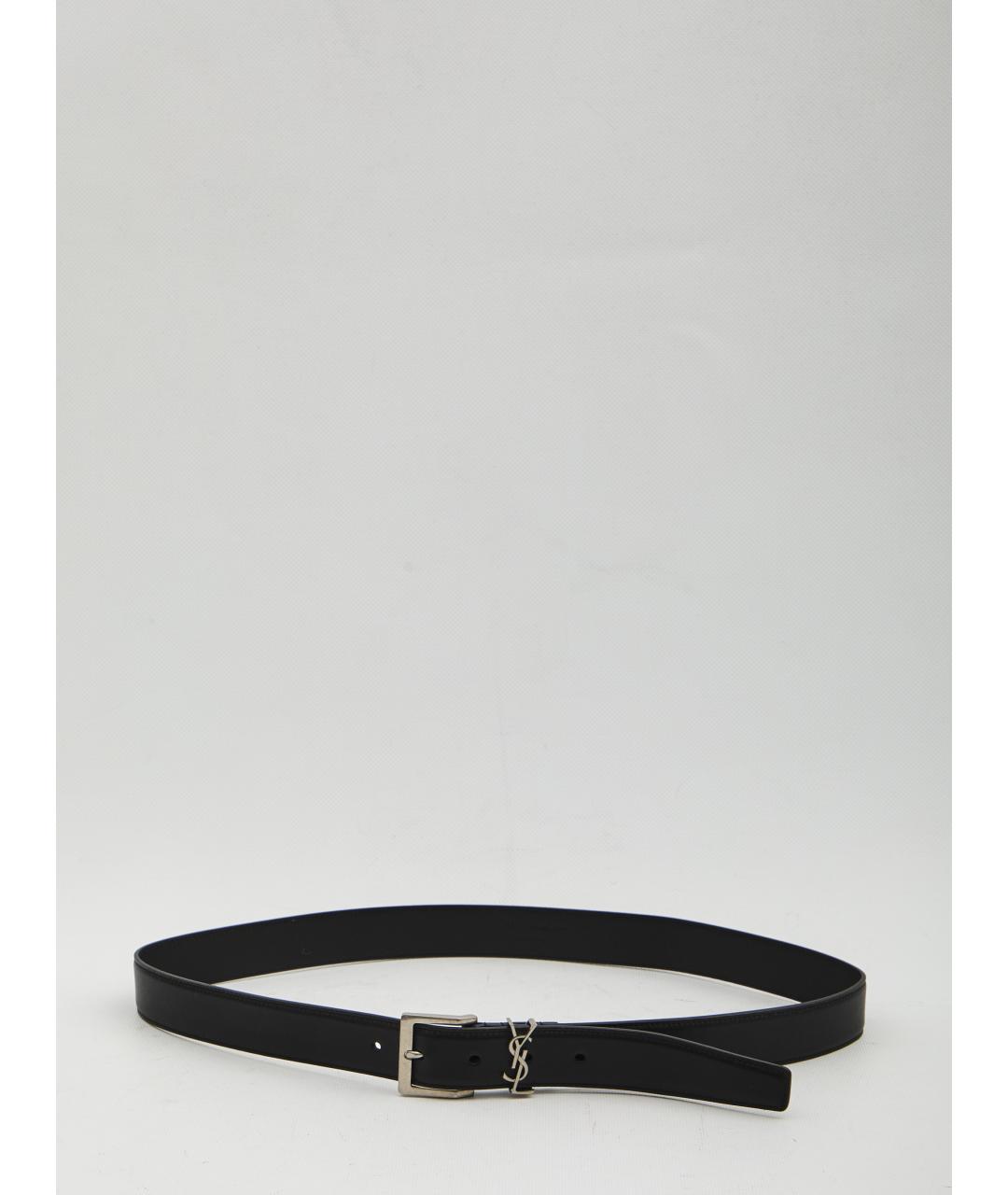 SAINT LAURENT Черный кожаный ремень, фото 3