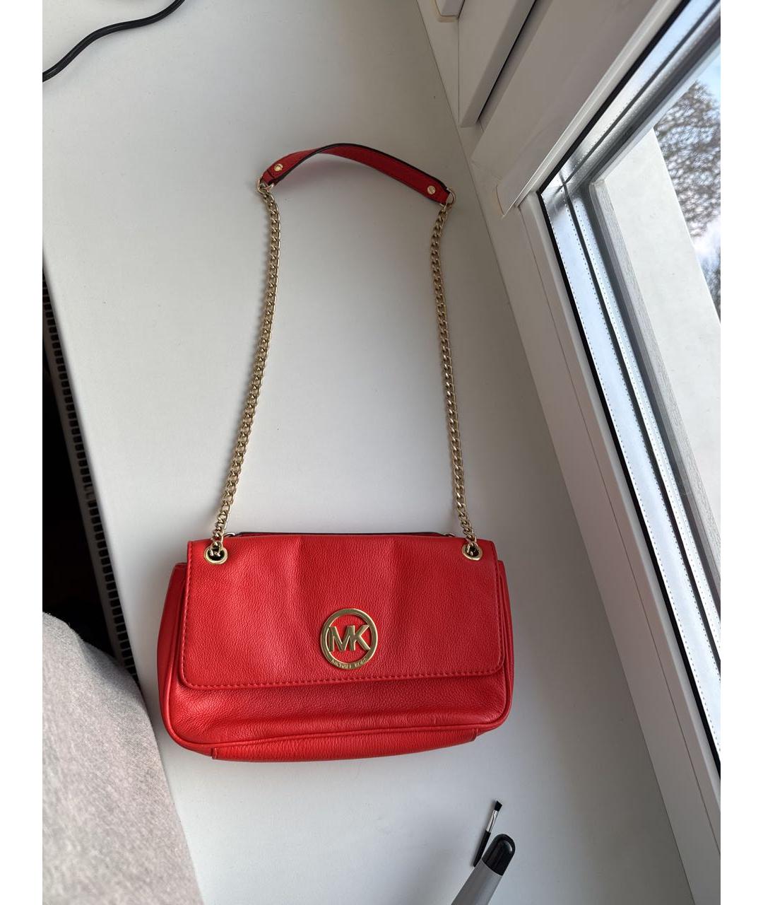 MICHAEL KORS Красная кожаная сумка через плечо, фото 4