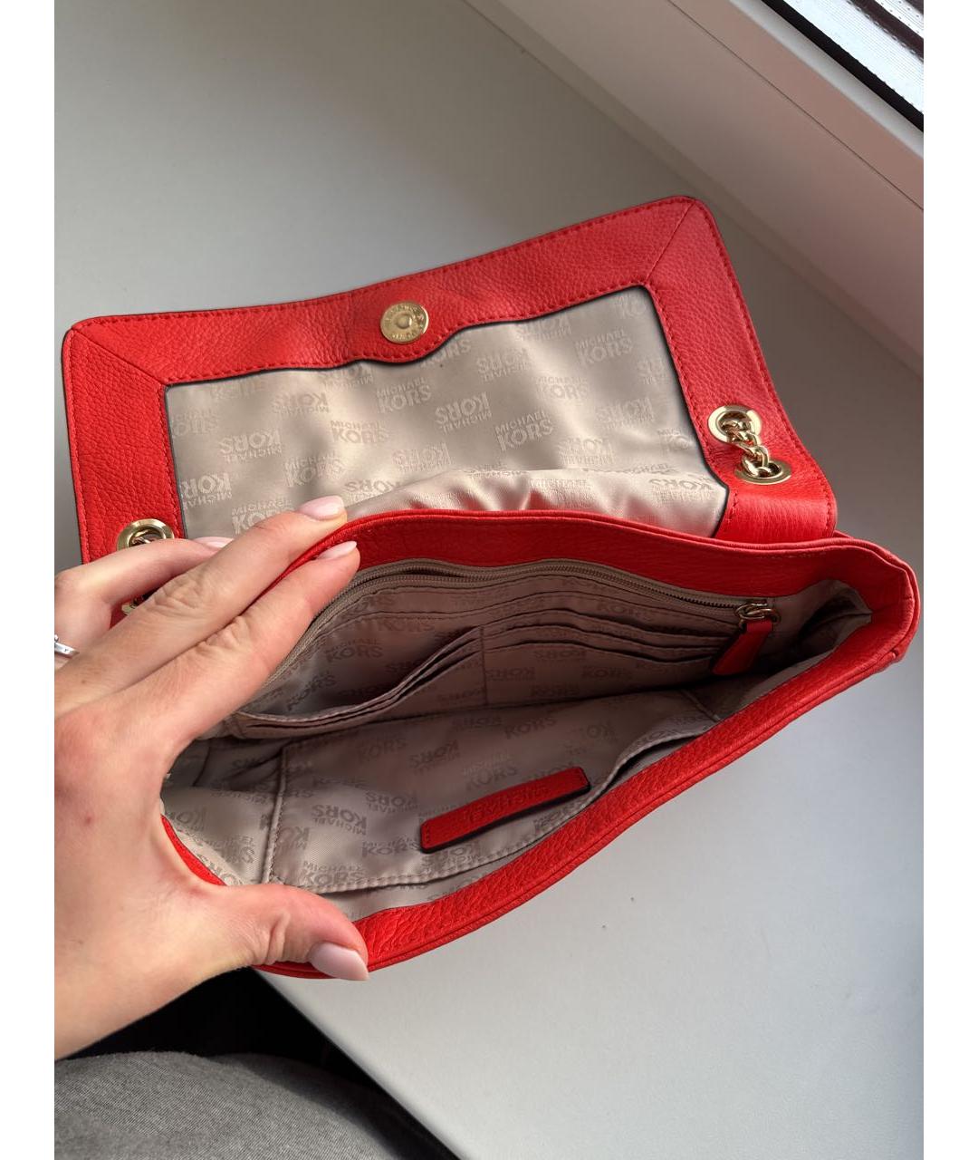 MICHAEL KORS Красная кожаная сумка через плечо, фото 5