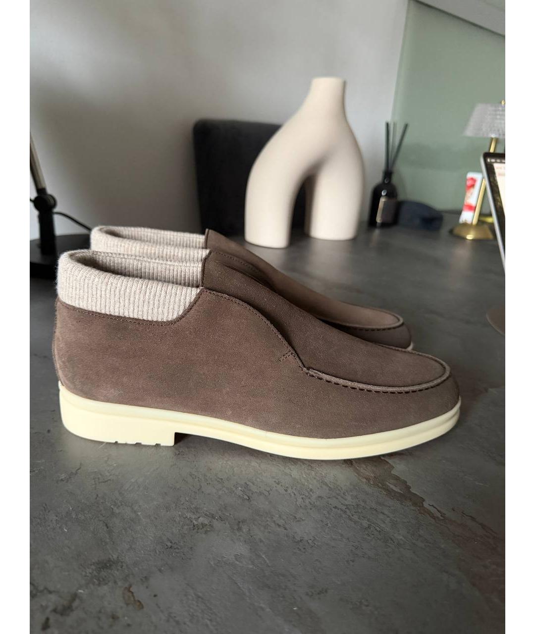 LORO PIANA Коричневые замшевые лоферы, фото 9