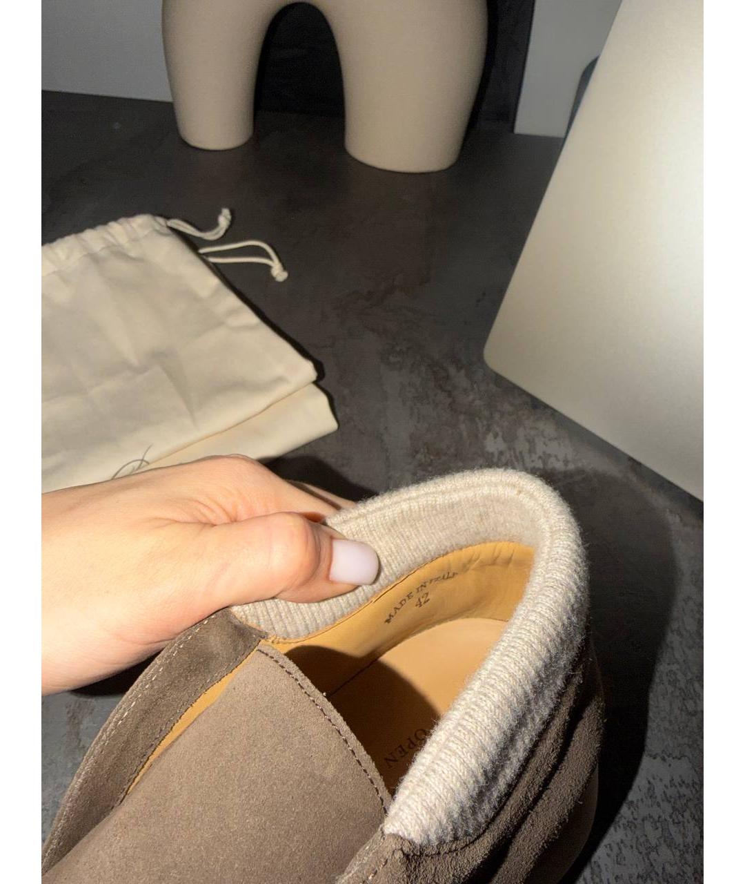 LORO PIANA Коричневые замшевые лоферы, фото 7