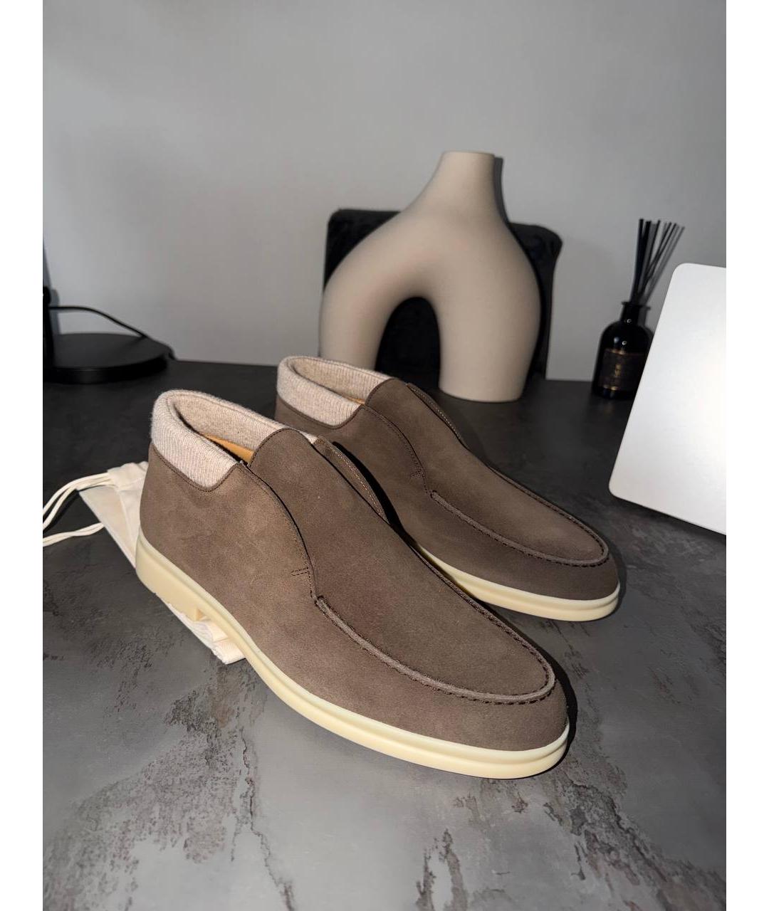 LORO PIANA Коричневые замшевые лоферы, фото 8