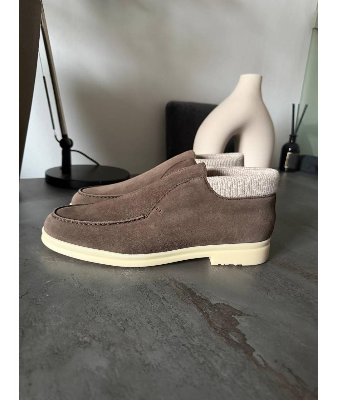 LORO PIANA Коричневые замшевые лоферы, фото 3