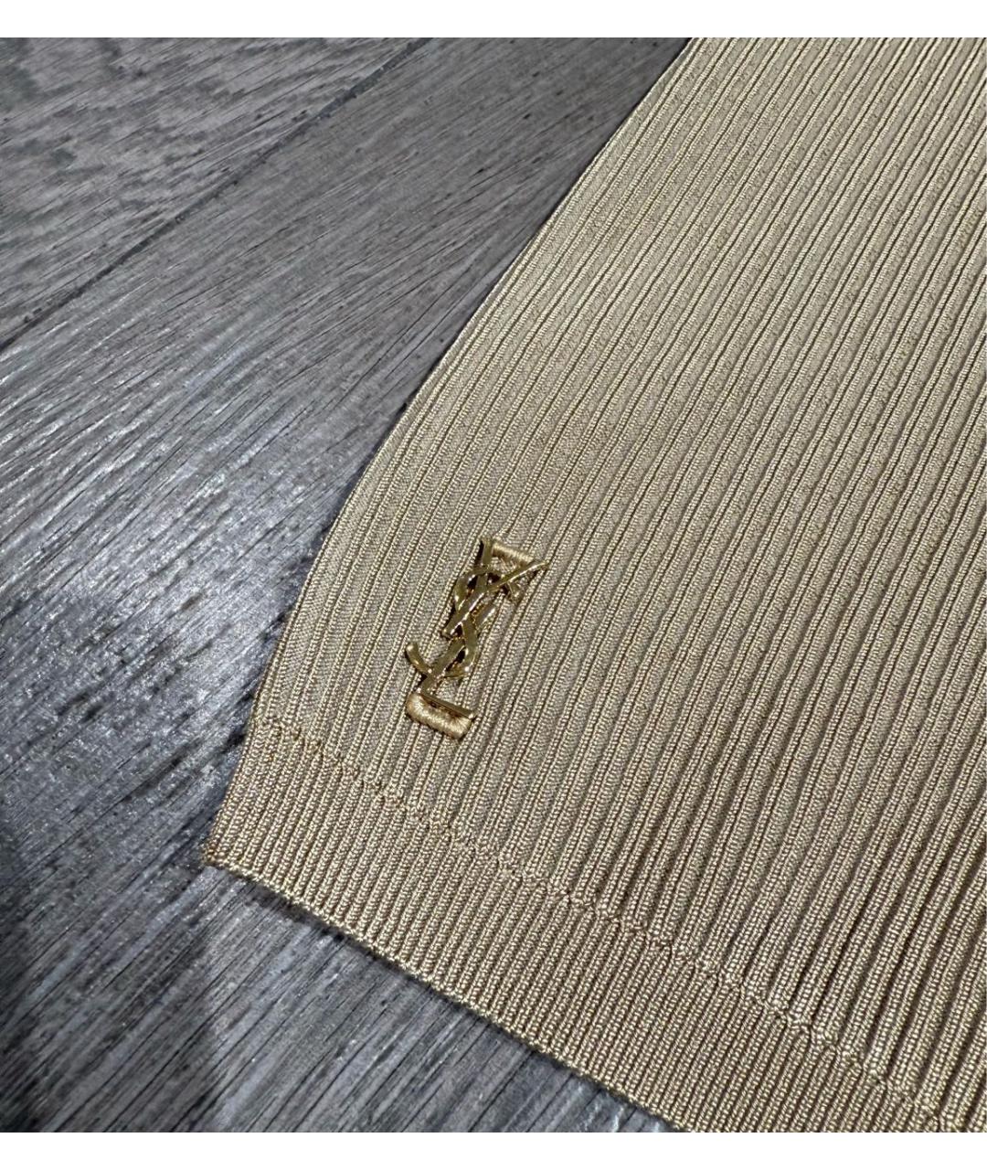 SAINT LAURENT Бежевые вискозные леггинсы и велосипедки, фото 2