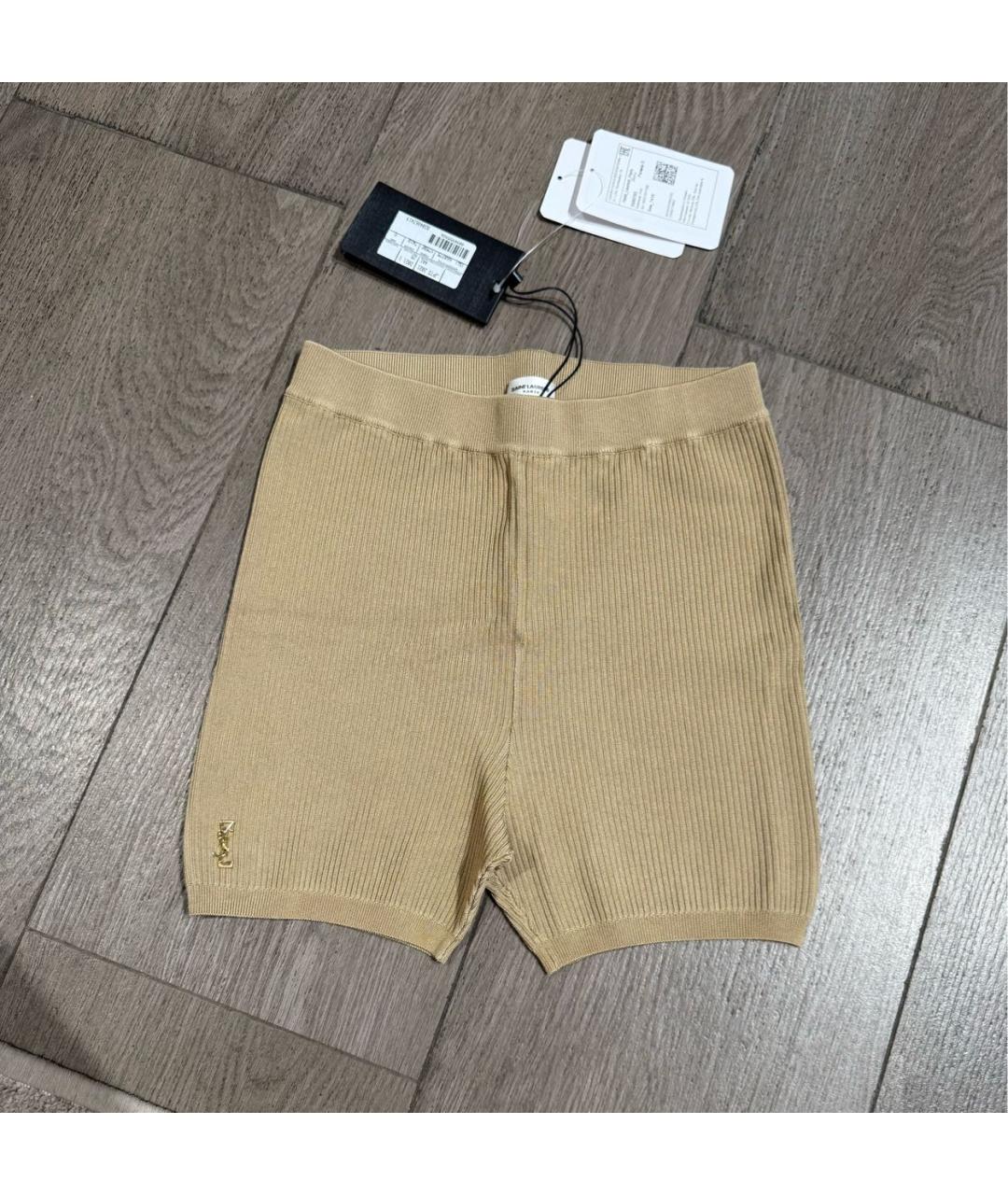 SAINT LAURENT Бежевые вискозные леггинсы и велосипедки, фото 7