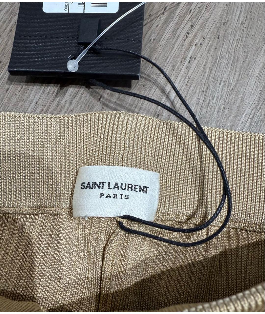 SAINT LAURENT Бежевые вискозные леггинсы и велосипедки, фото 5