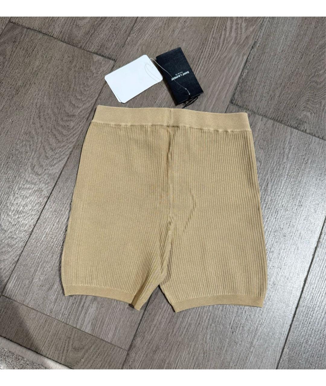 SAINT LAURENT Бежевые вискозные леггинсы и велосипедки, фото 3