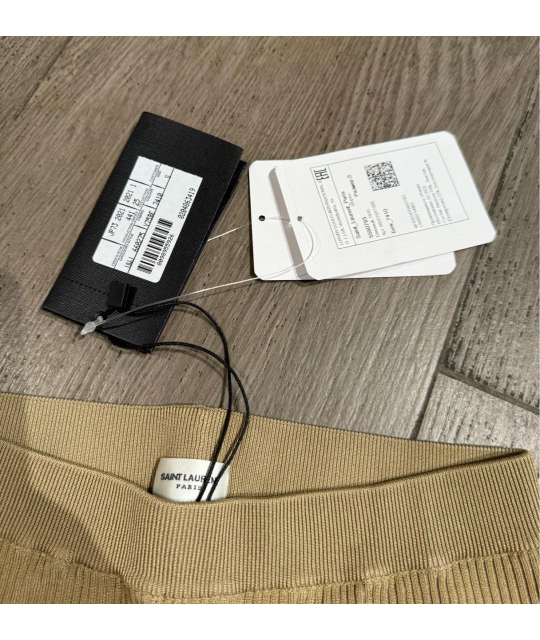 SAINT LAURENT Бежевые вискозные леггинсы и велосипедки, фото 4