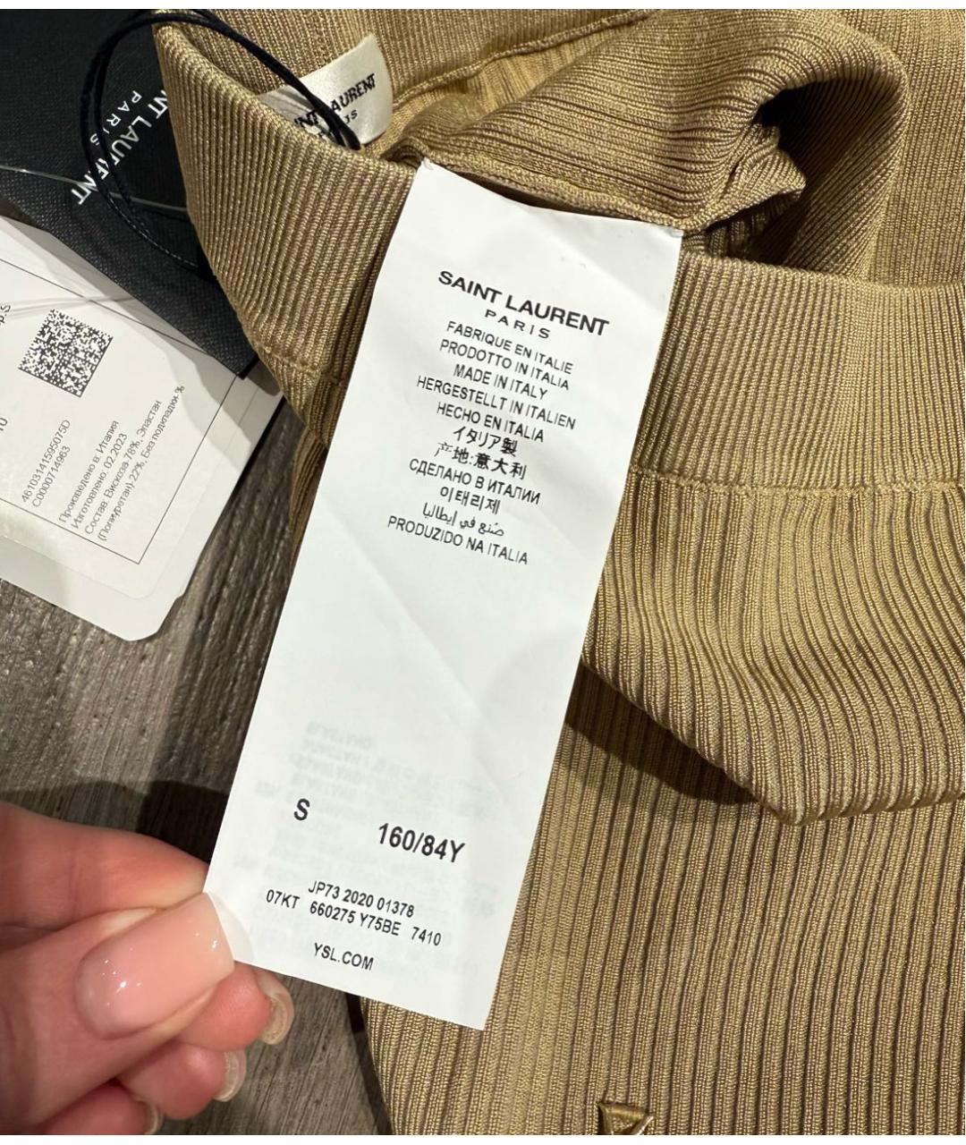 SAINT LAURENT Бежевые вискозные леггинсы и велосипедки, фото 6