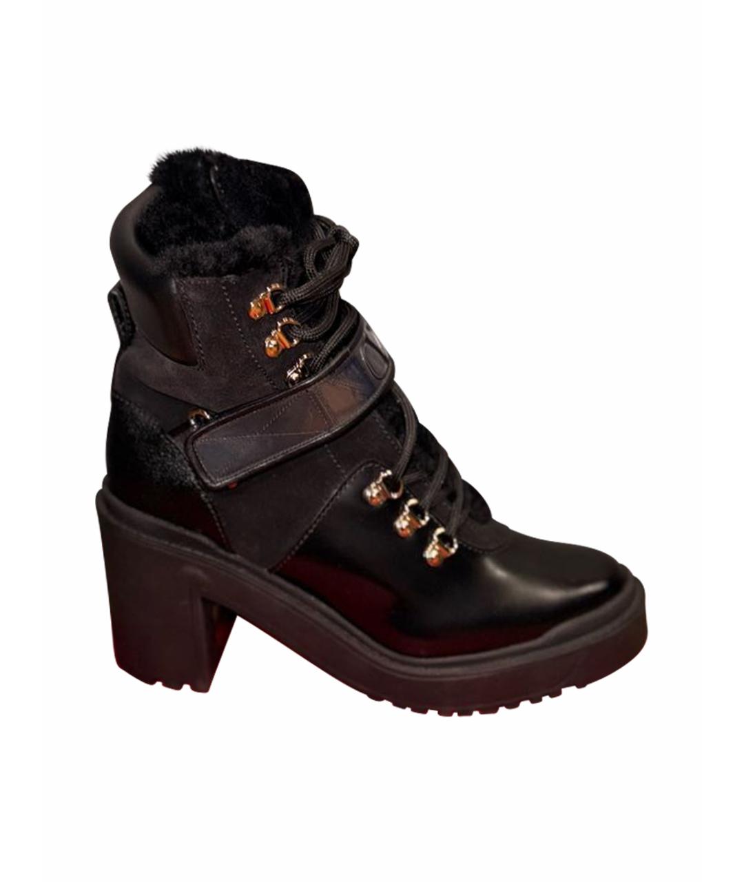 VALENTINO Черные кожаные ботинки, фото 1