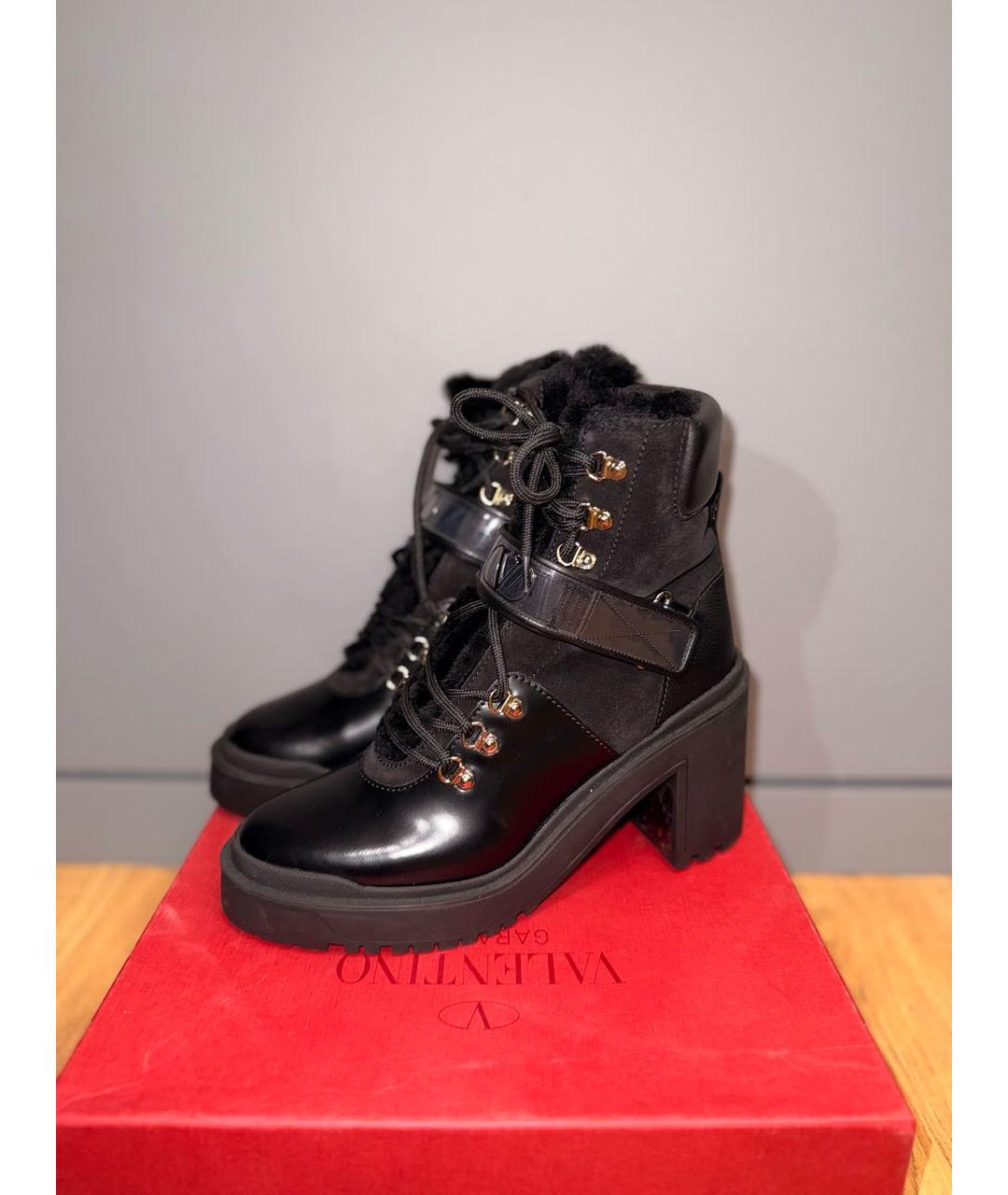 VALENTINO Черные кожаные ботинки, фото 2