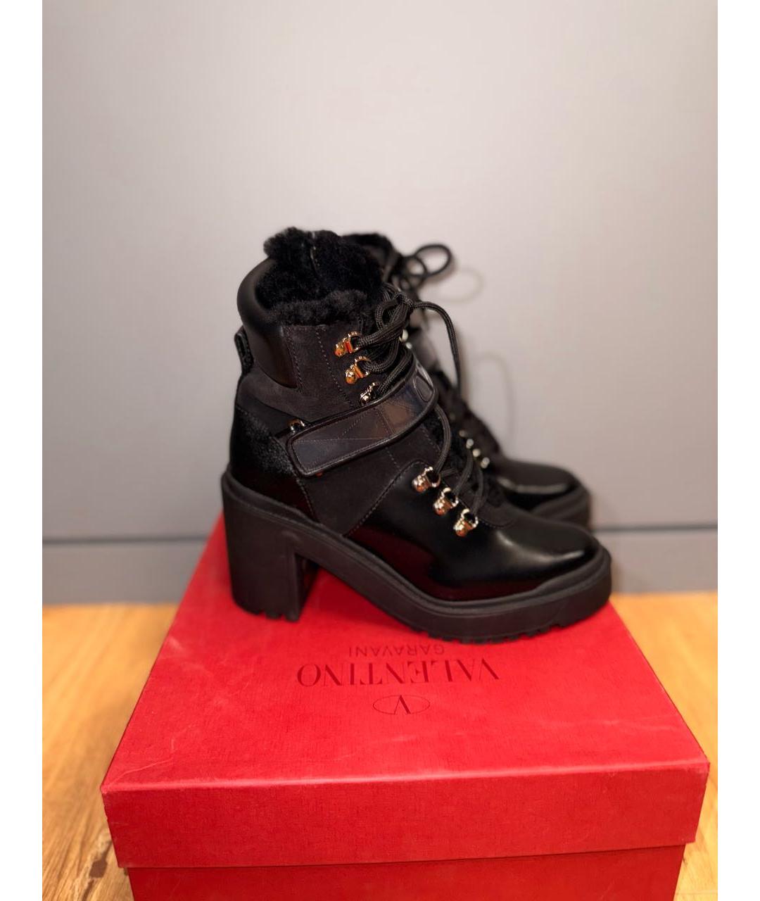 VALENTINO Черные кожаные ботинки, фото 4