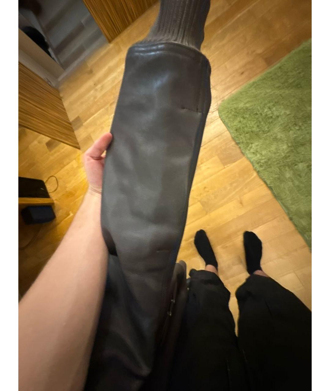 RICK OWENS Серая кожаная куртка, фото 6