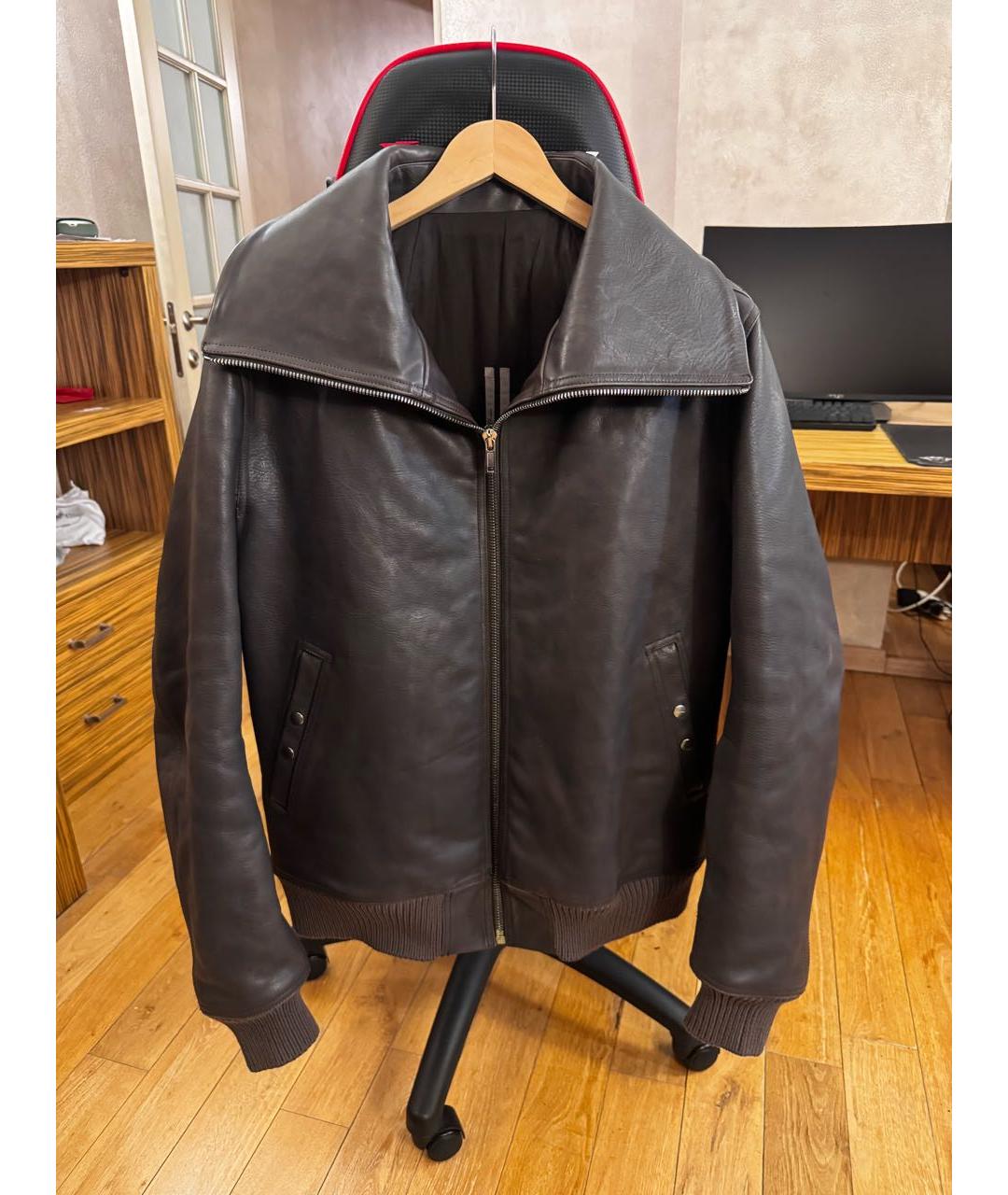 RICK OWENS Серая кожаная куртка, фото 9