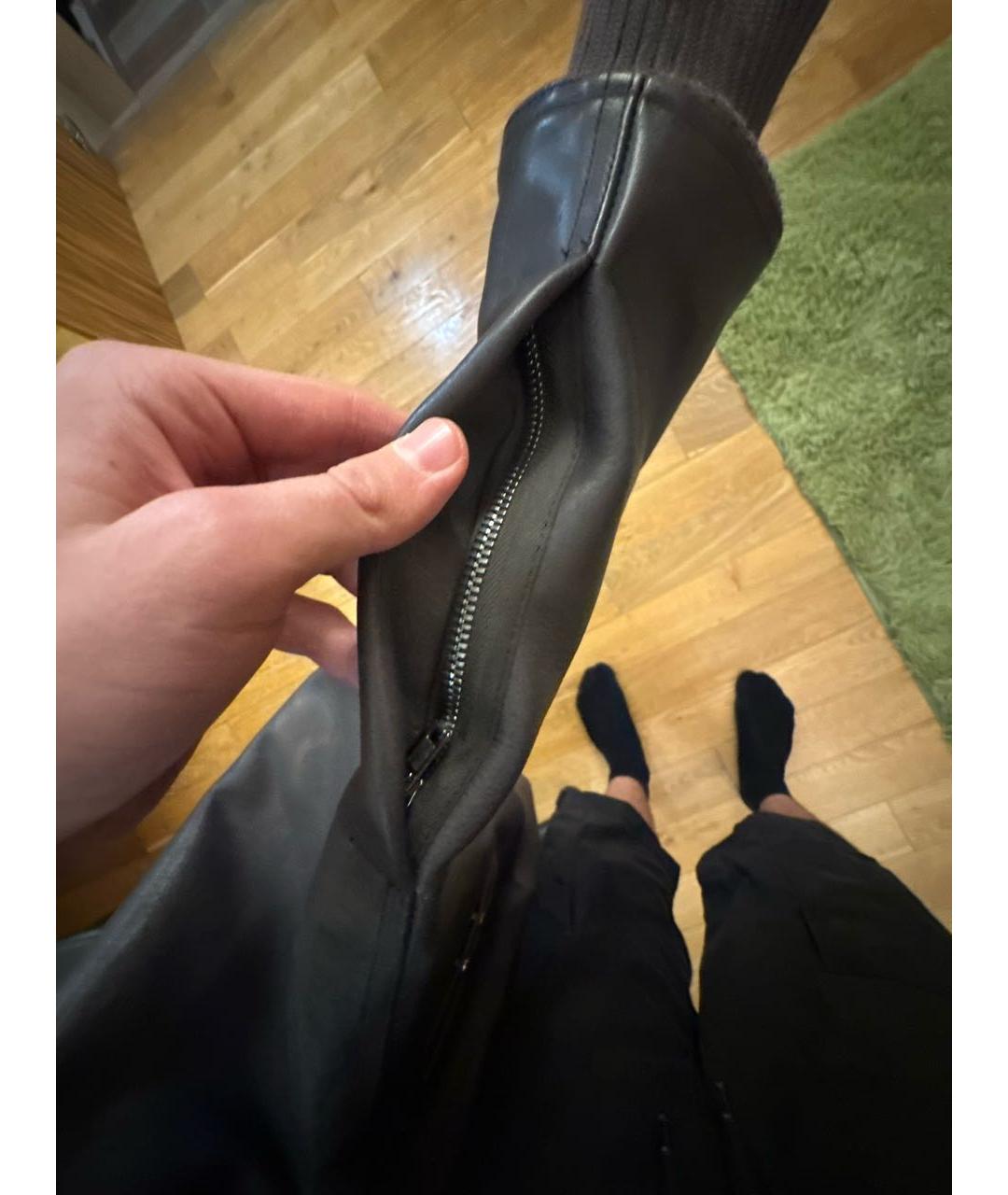 RICK OWENS Серая кожаная куртка, фото 7