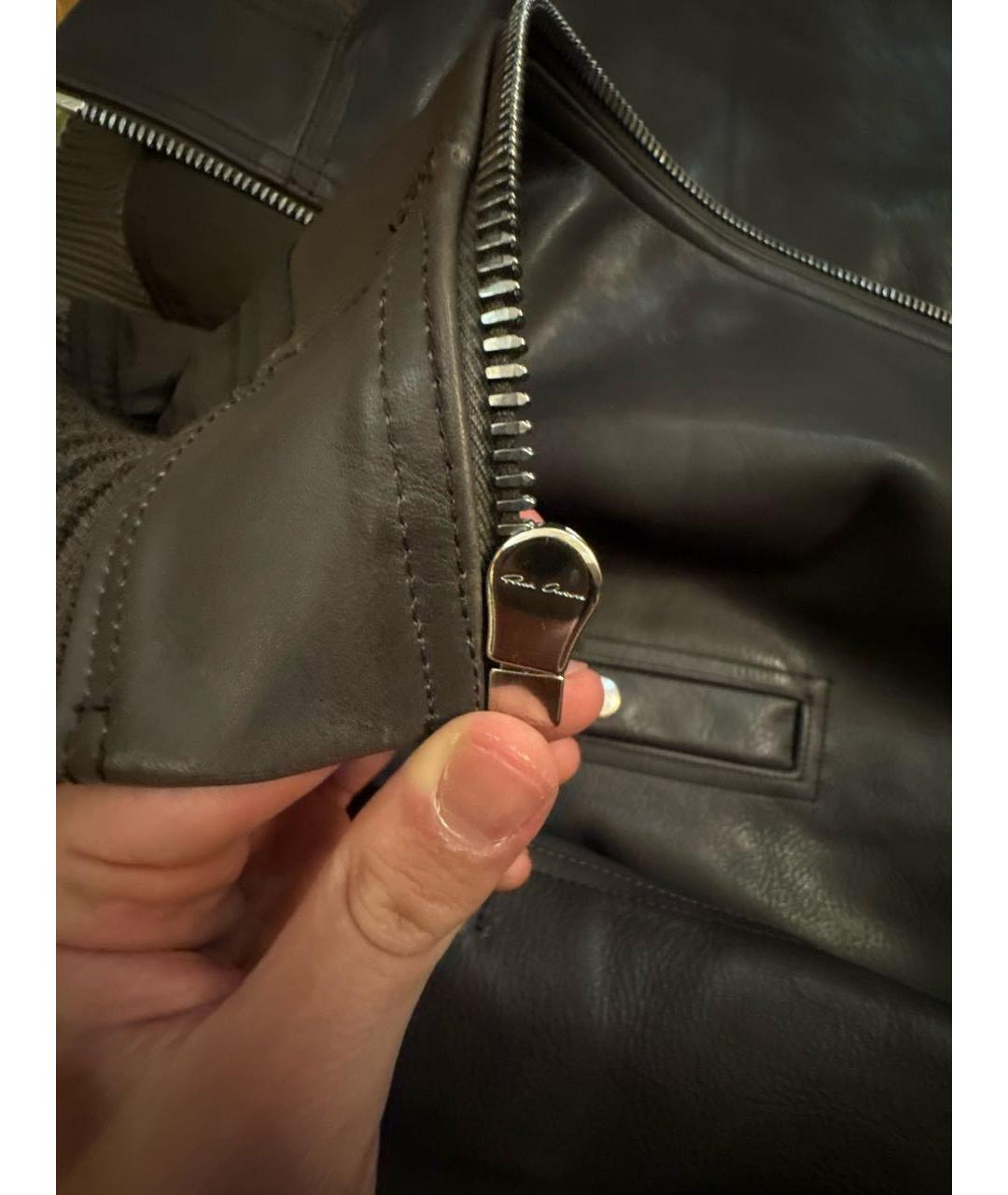 RICK OWENS Серая кожаная куртка, фото 5