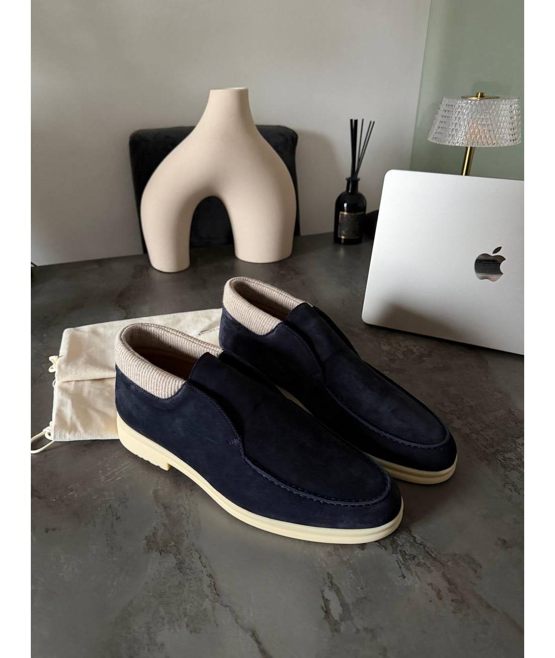 LORO PIANA Синие замшевые лоферы, фото 2