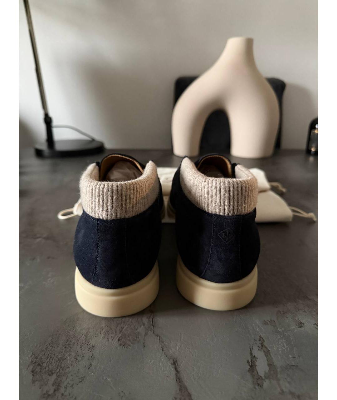 LORO PIANA Синие замшевые лоферы, фото 4