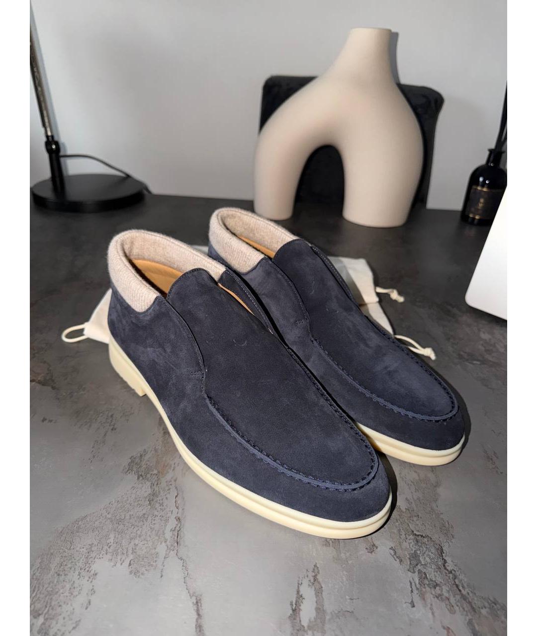 LORO PIANA Синие замшевые лоферы, фото 8