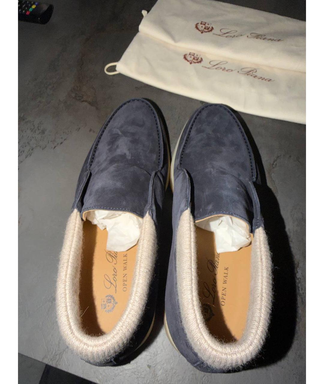 LORO PIANA Синие замшевые лоферы, фото 3
