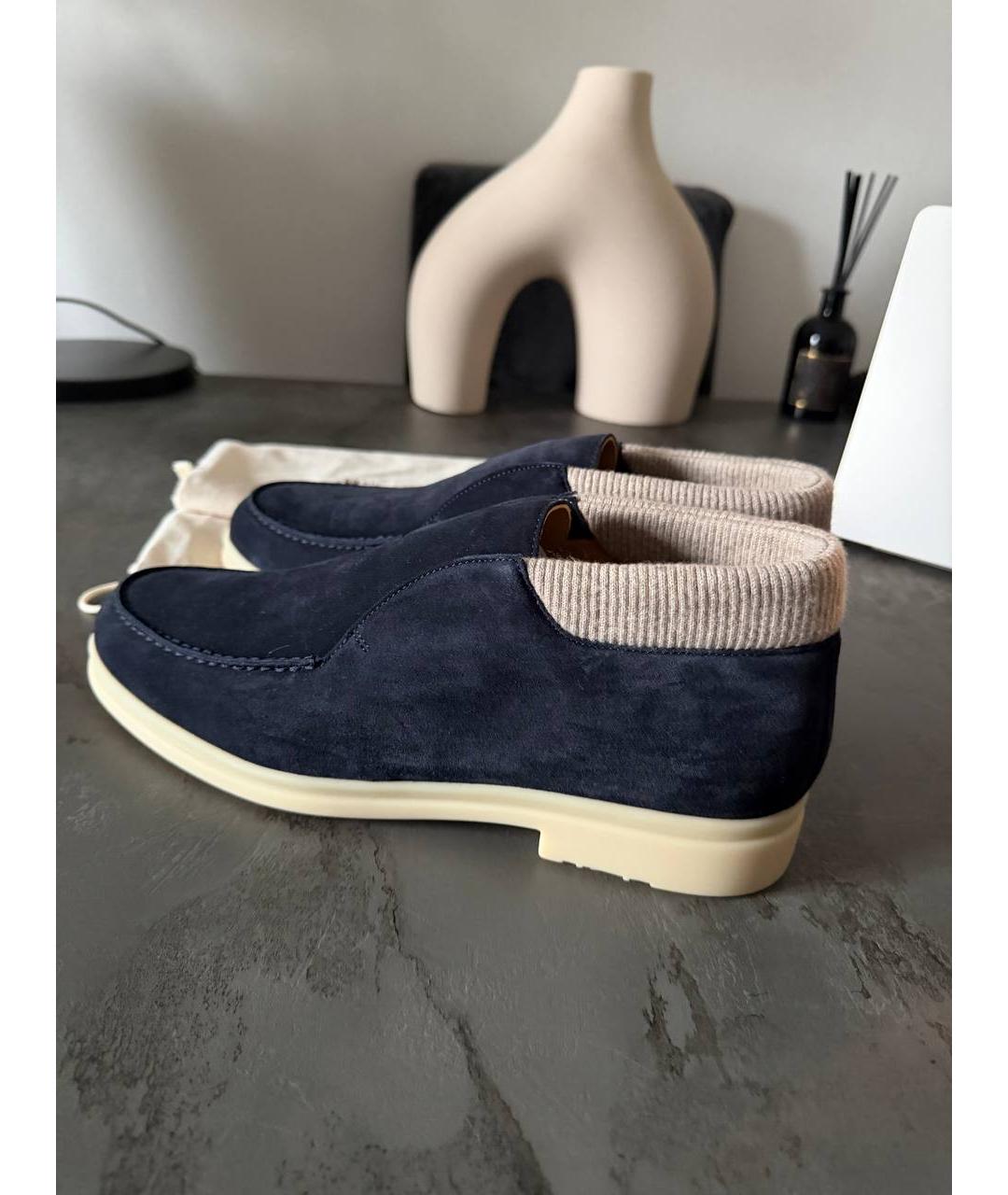 LORO PIANA Синие замшевые лоферы, фото 9